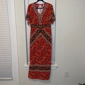 Red rustic floral dress